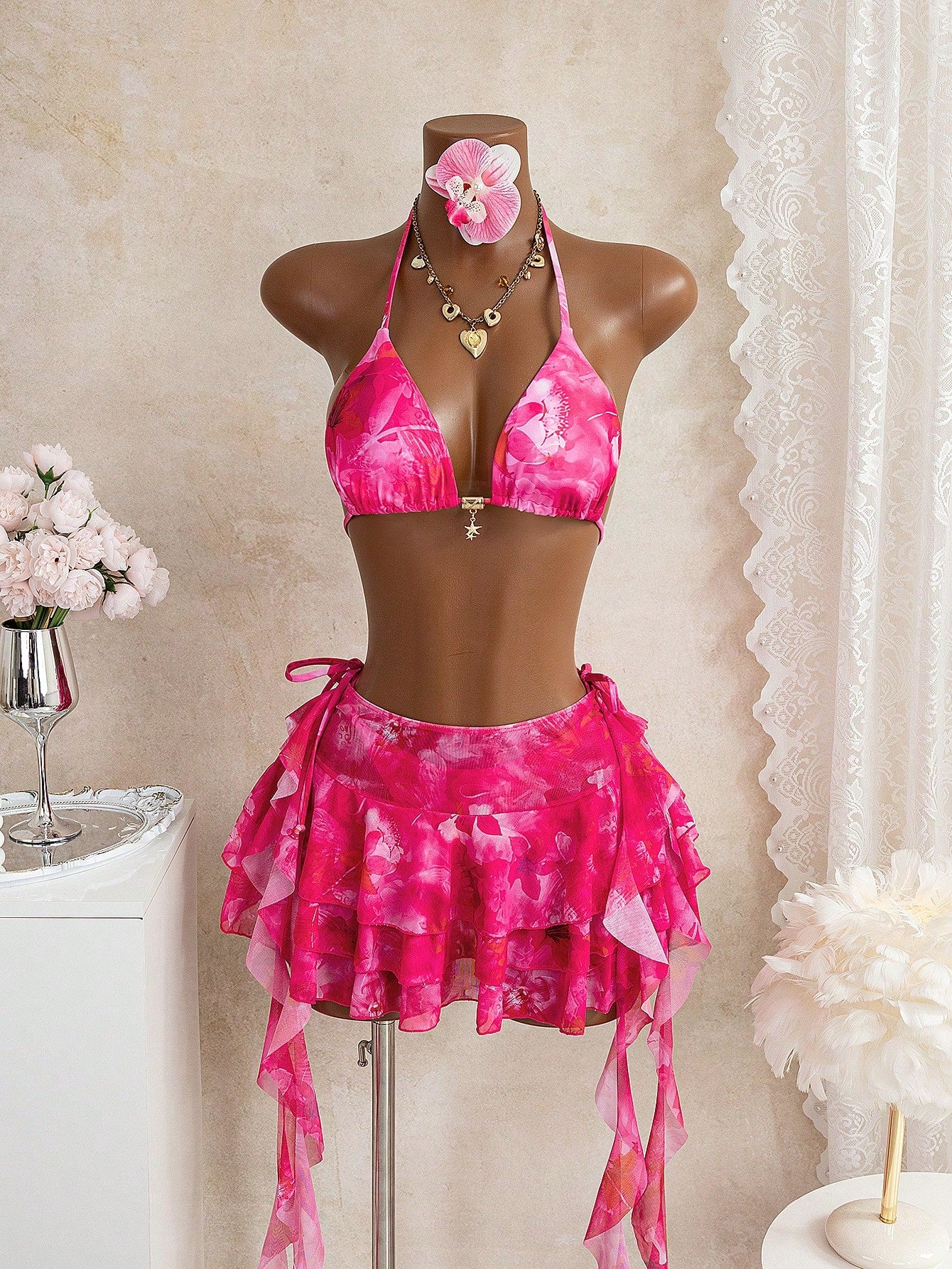 Bellisia Pink Summer Casual Beach Holiday Vacation Latest YK2 Floral