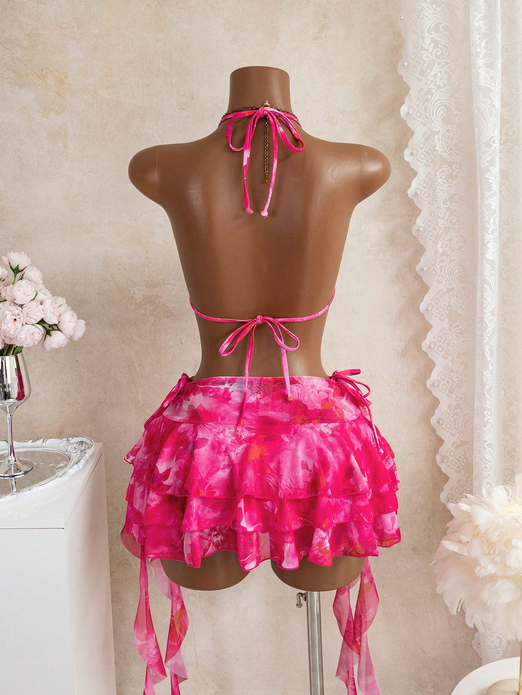 Bellisia Pink Summer Casual Beach Holiday Vacation Latest YK2 Floral