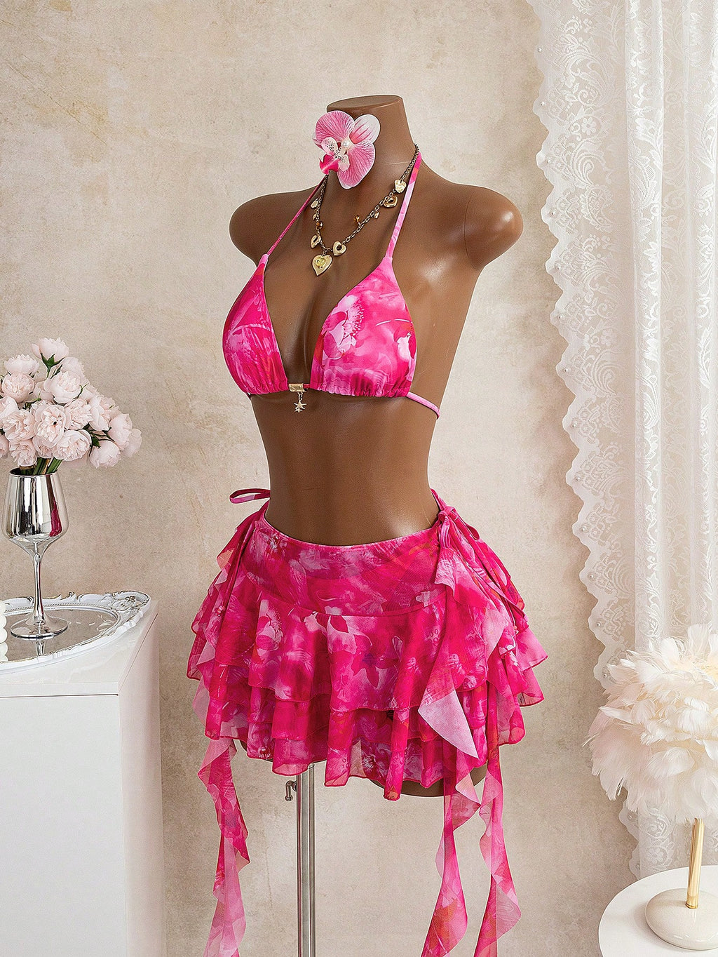 Bellisia Pink Summer Casual Beach Holiday Vacation Latest YK2 Floral