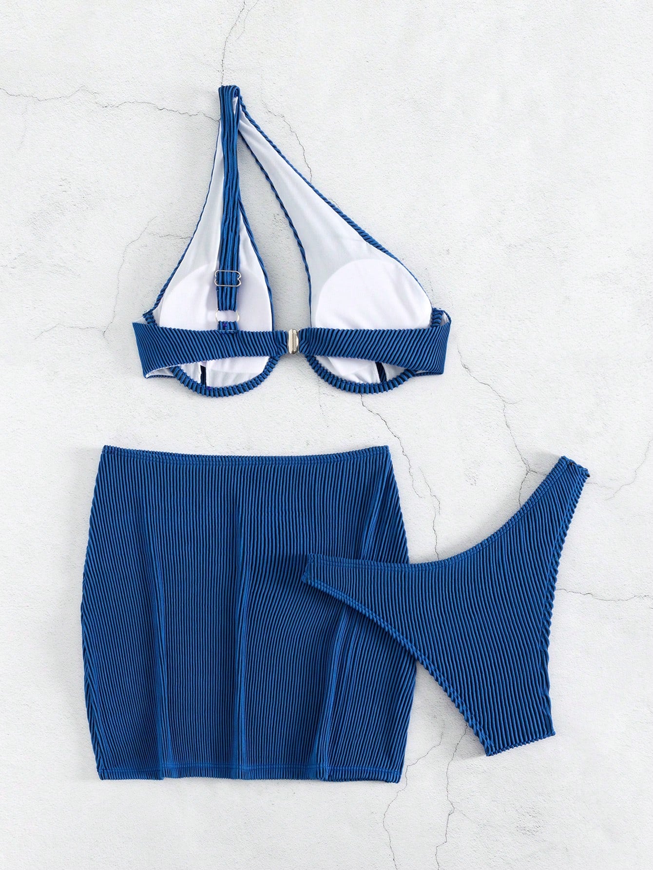 Swim SXY Summer Beach Rib Cut-Out Underwire Bikini With Beach Skirt