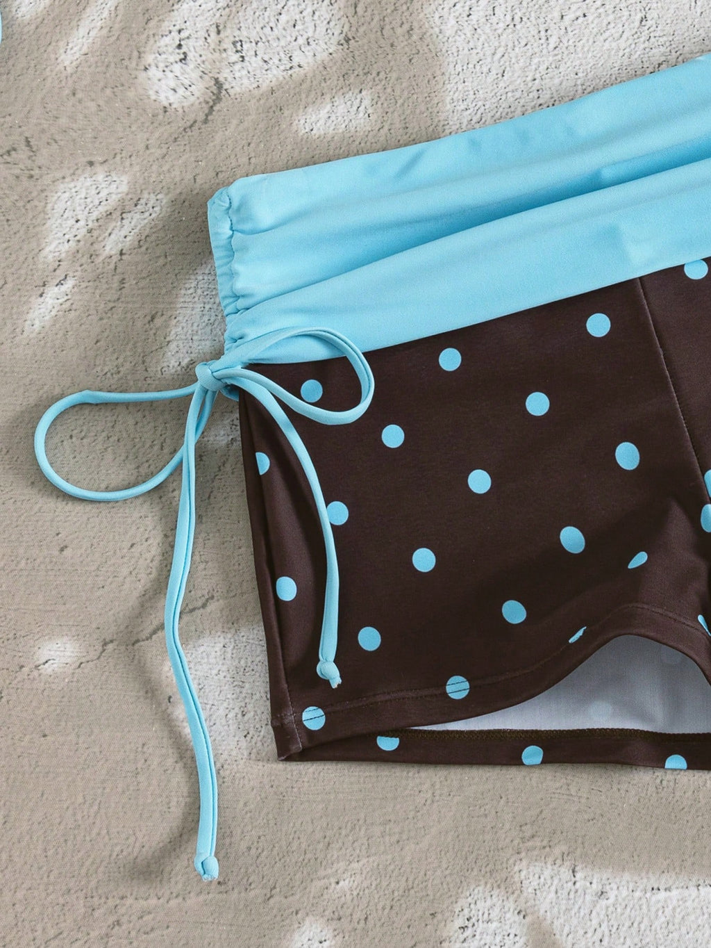 Swim Mod Women's Brown And Blue Polka Dot 2-Piece Bikini Swimwear