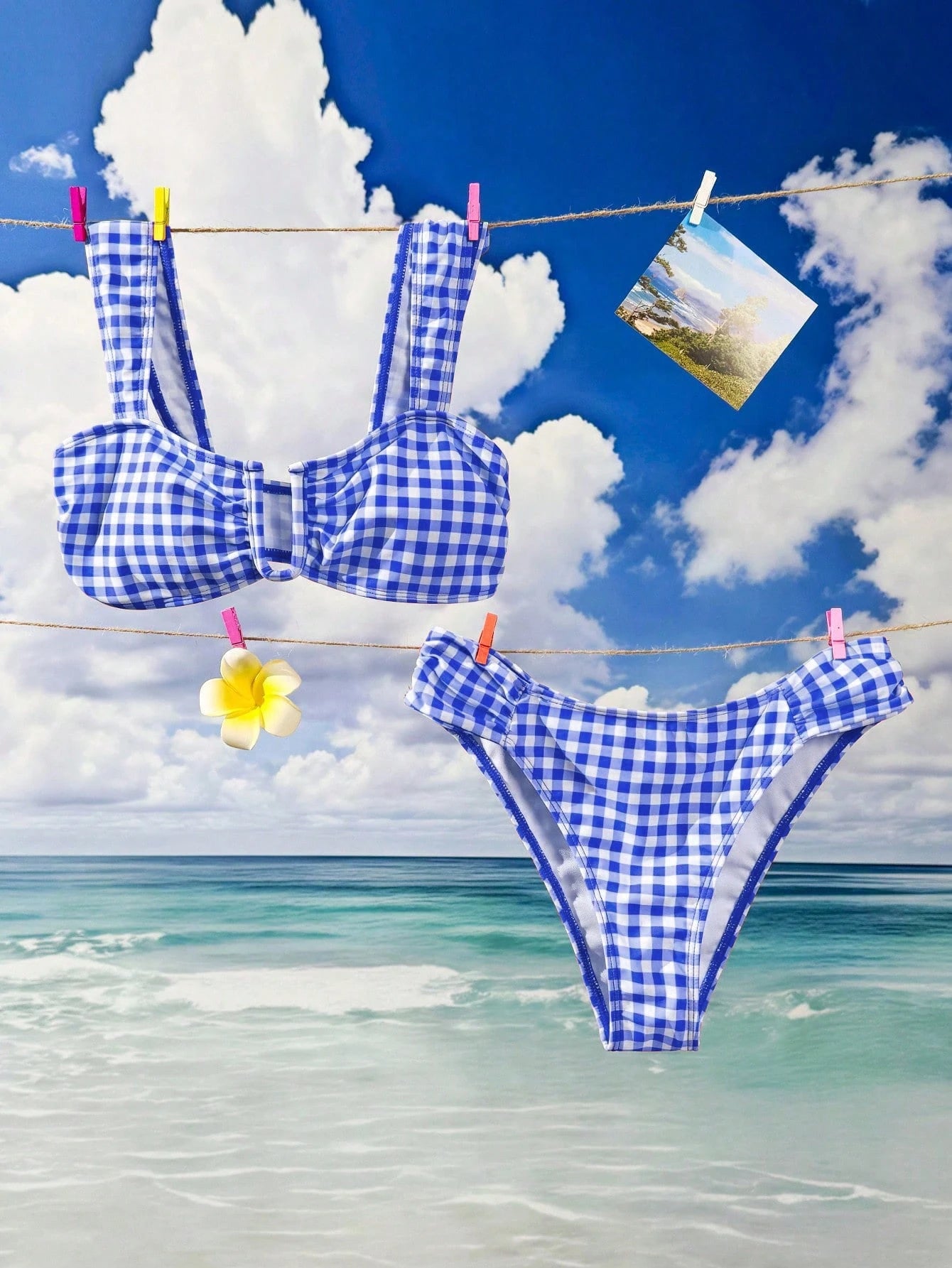 Swim Vcay Women's Summer Soft Yellow Bikini Set, U-Neck Wide Strap High Waist Ruched Two Pieces Fashionable - image 3