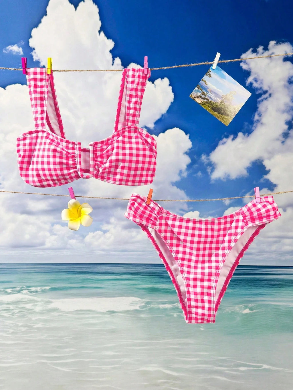 Swim Vcay Women's Summer Soft Yellow Bikini Set, U-Neck Wide Strap High Waist Ruched Two Pieces Fashionable - image 11
