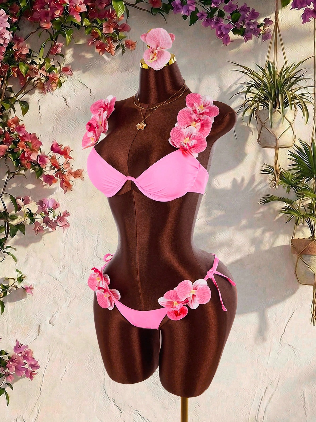 Amplova Women's 3D Orchid Flower Swimwear, & Avant-Garde, Suitable
