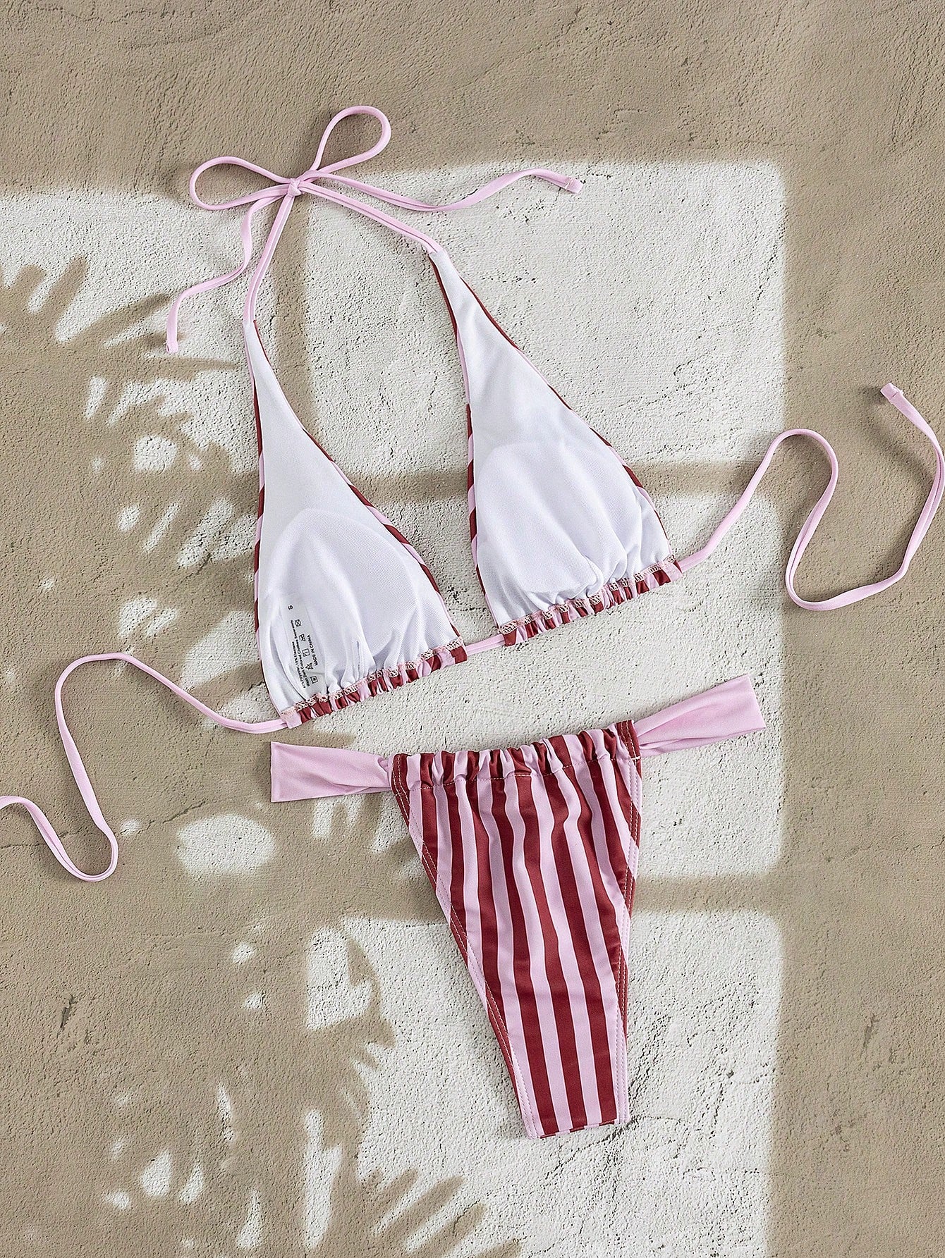 Women's Sexy Blue & Brown Polka Dot Bikini Set, Suitable For Beach,