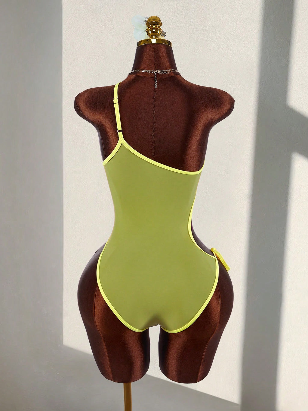 Amplova Women's One-Piece Backless Swimsuit With Cutout Waist,Olive Green,Summer,Cute,Beach,Contrast Color, & - image 4
