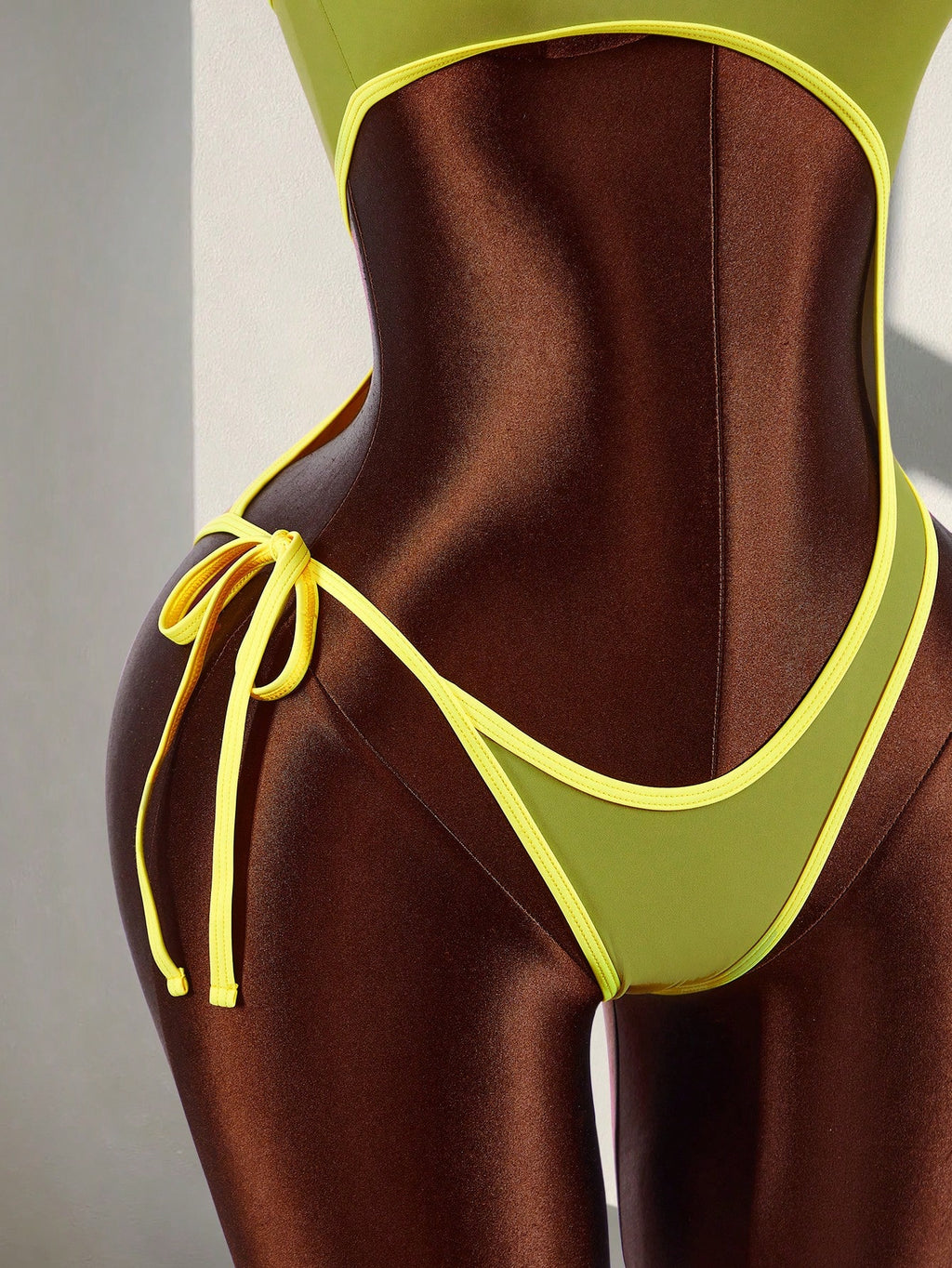 Amplova Women's One-Piece Backless Swimsuit With Cutout Waist,Olive Green,Summer,Cute,Beach,Contrast Color, & - image 6