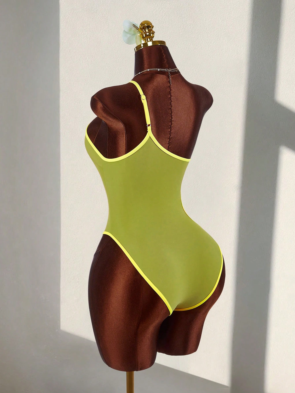Amplova Women's One-Piece Backless Swimsuit With Cutout Waist,Olive Green,Summer,Cute,Beach,Contrast Color, & - image 7