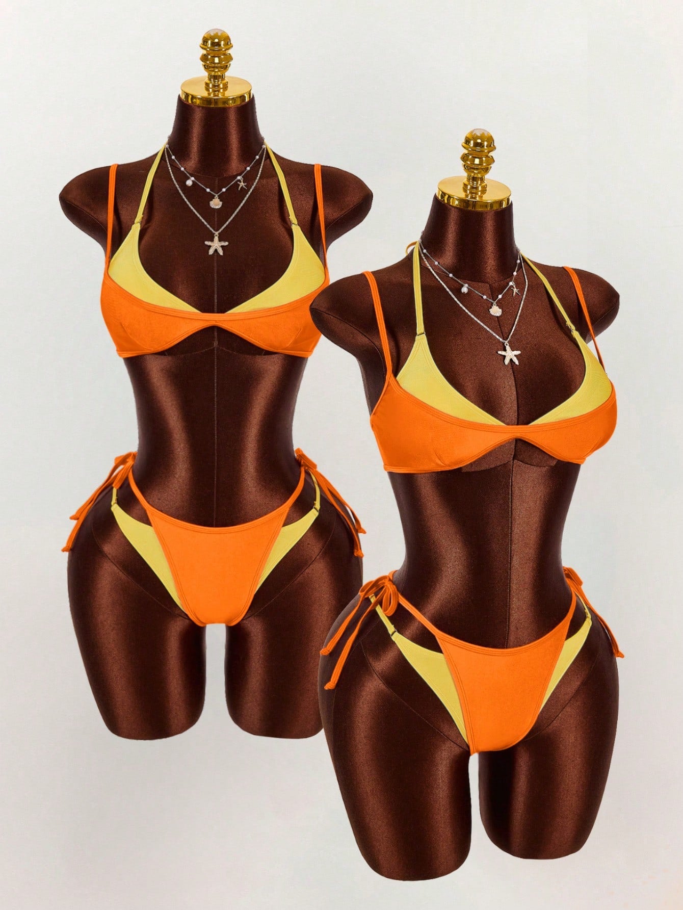 Amplova Women's 2 In 1 Black Contrast Color Set, Sexy Avant-Garde