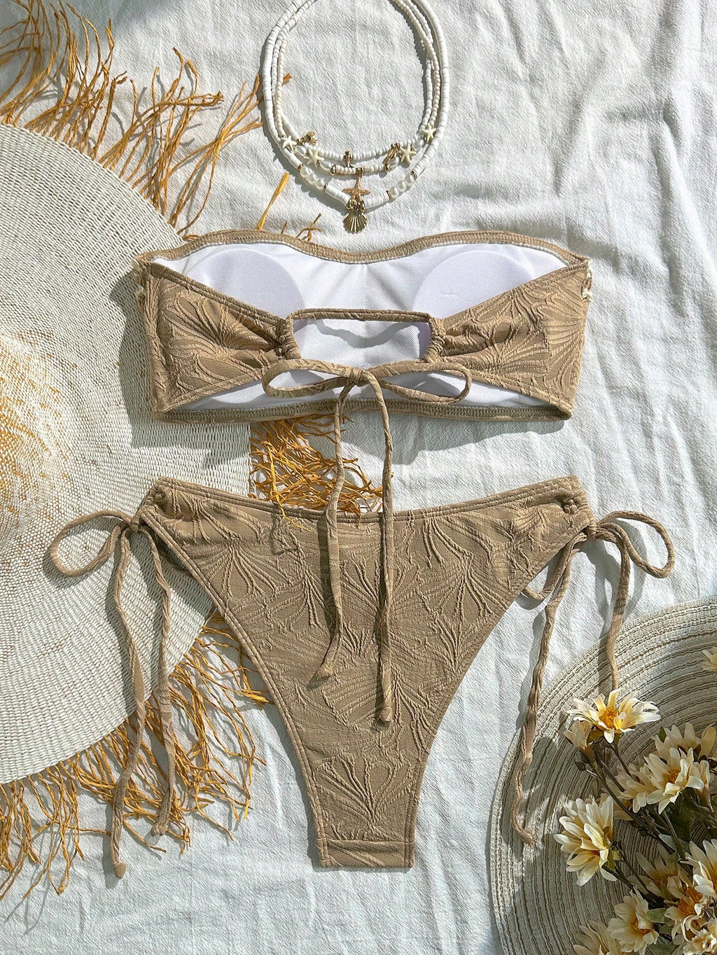 Swim Mod Women's Embroidered Tassel Patchwork Starfish & Shell Decor