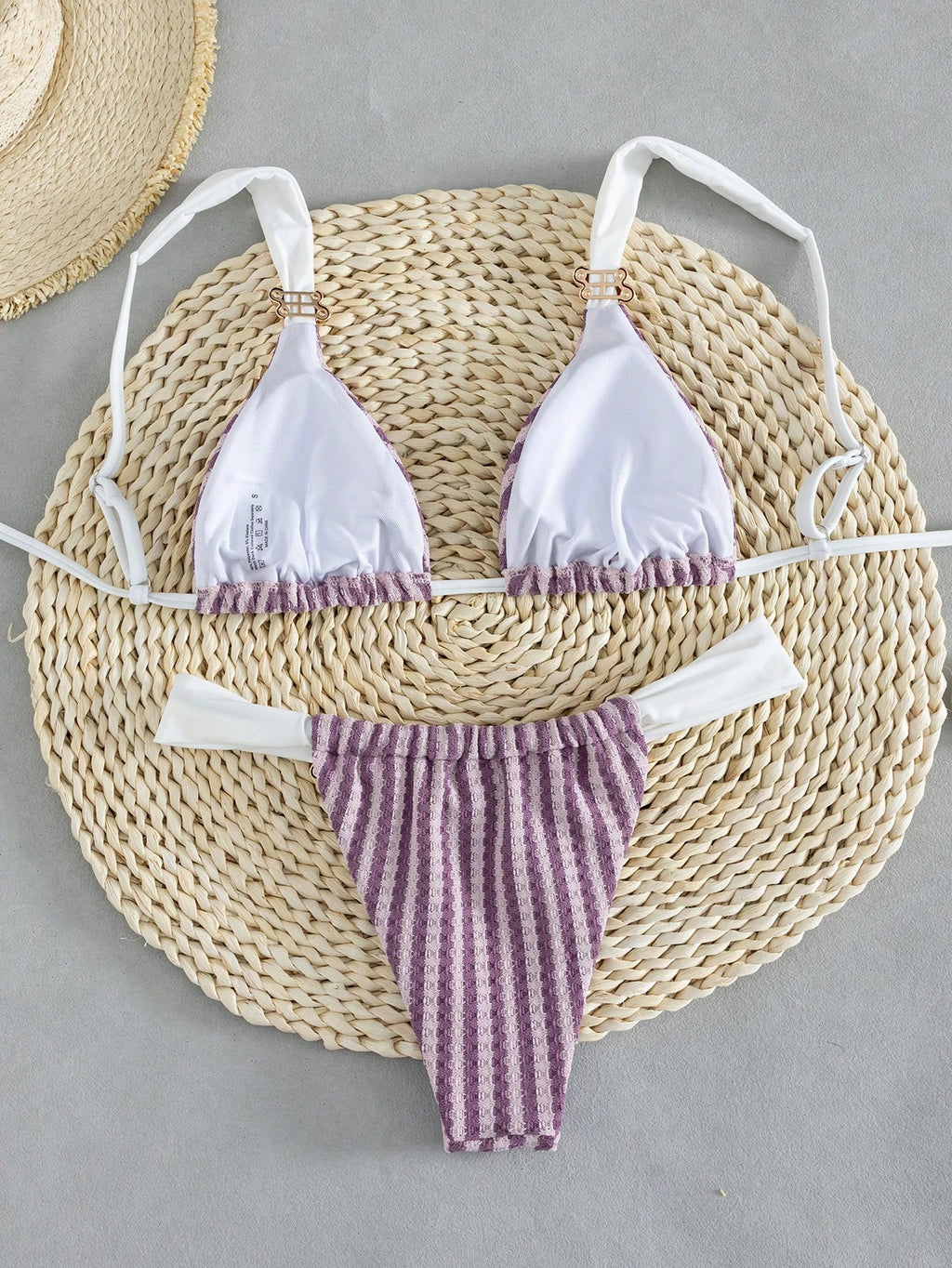 Swim Vcay Women's Spring/Summer Beach Striped Jacquard Fabric Color
