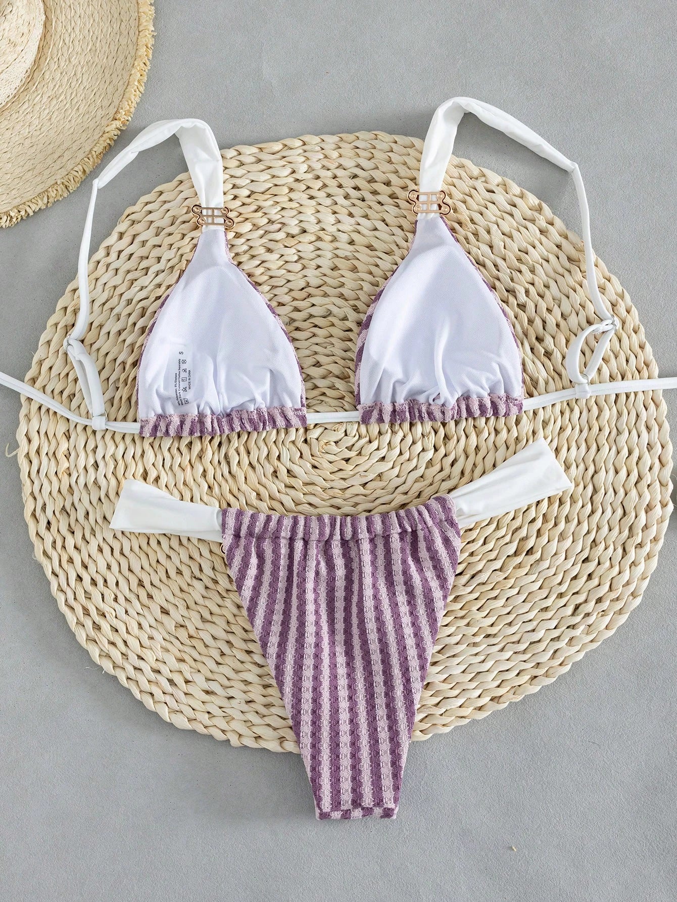 Swim Vcay Women's Spring/Summer Beach Striped Jacquard Fabric Color