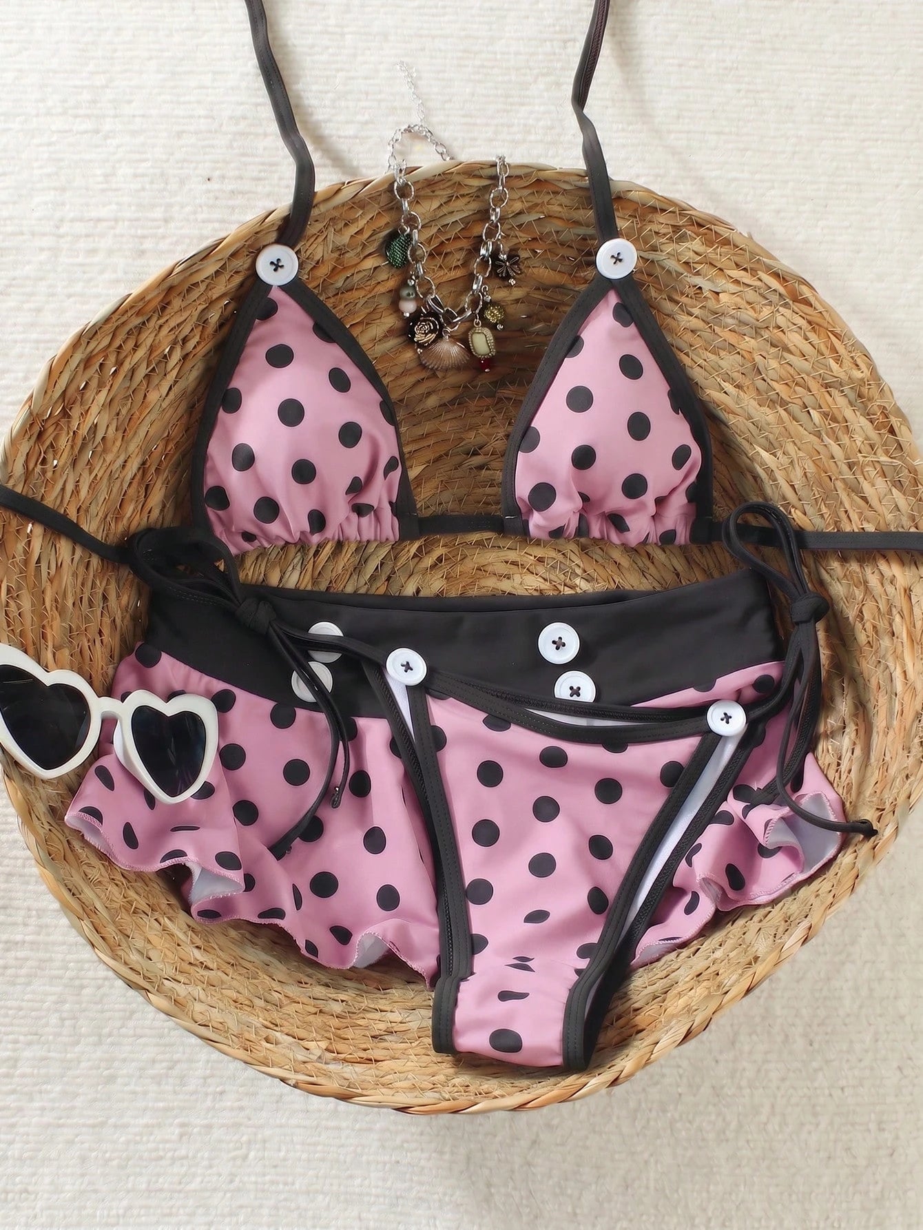 Women's Backless Polka Dot Bikini 2026 Spring Summer, High Elasticity
