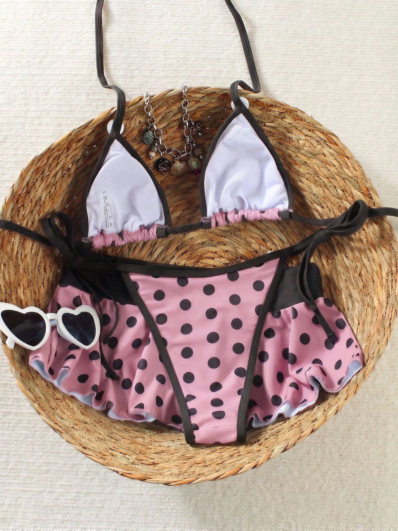 Women's Backless Polka Dot Bikini 2026 Spring Summer, High Elasticity