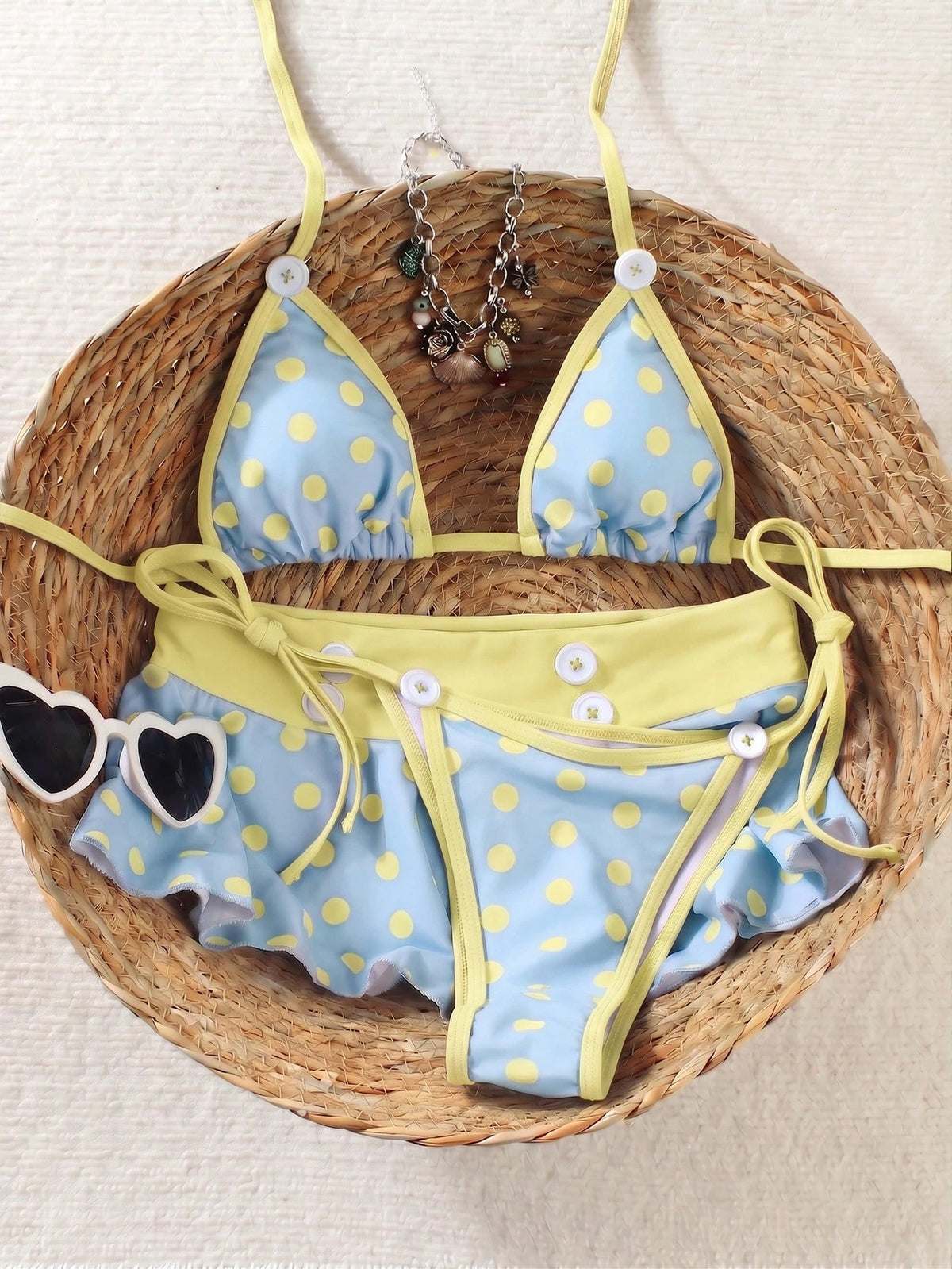 Women's Backless Polka Dot Bikini 2026 Spring Summer, High Elasticity Casual Sexy Three Pieces Swimwear, - image 14