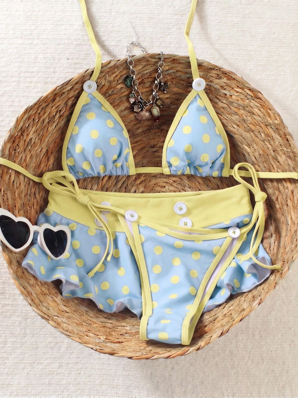 Women's Backless Polka Dot Bikini 2026 Spring Summer, High Elasticity