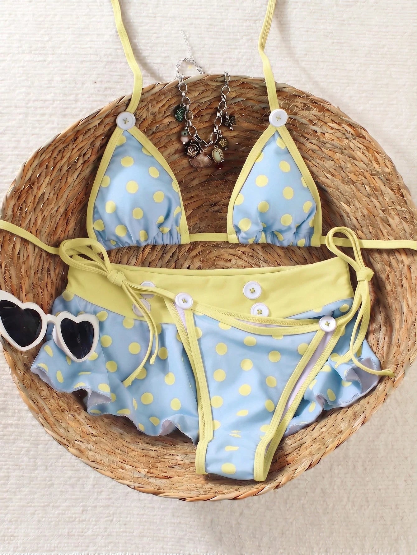 Women's Backless Polka Dot Bikini 2026 Spring Summer, High Elasticity