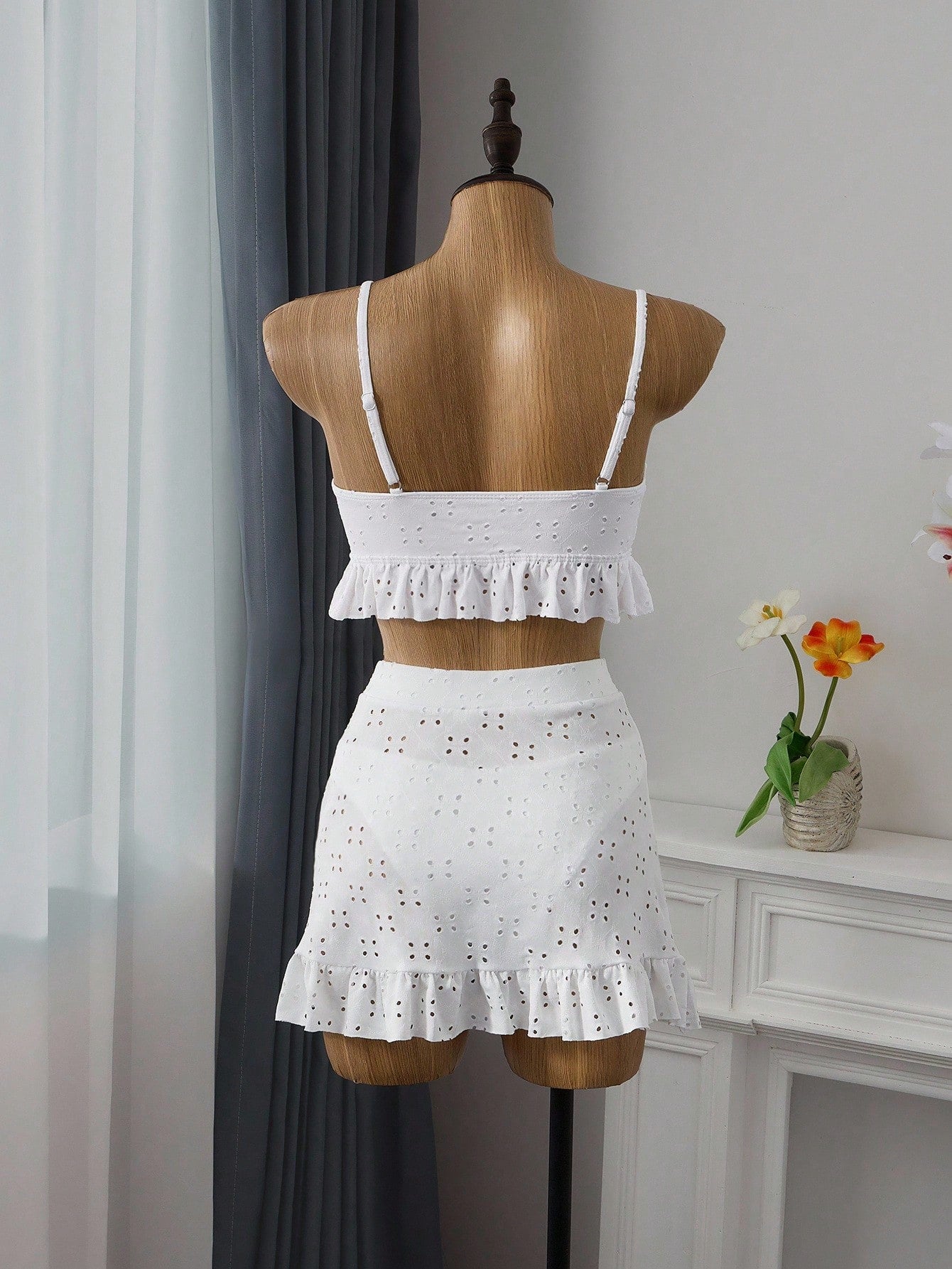 Swim Mod Summer Beach Schiffy Knot Front Ruffle Hem Bikini