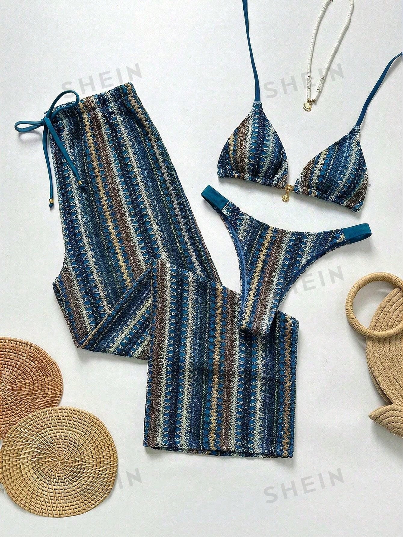 Swim Chicsea 26SS Spring/Summer Vacation Beach BOHO Braided Brown-Red