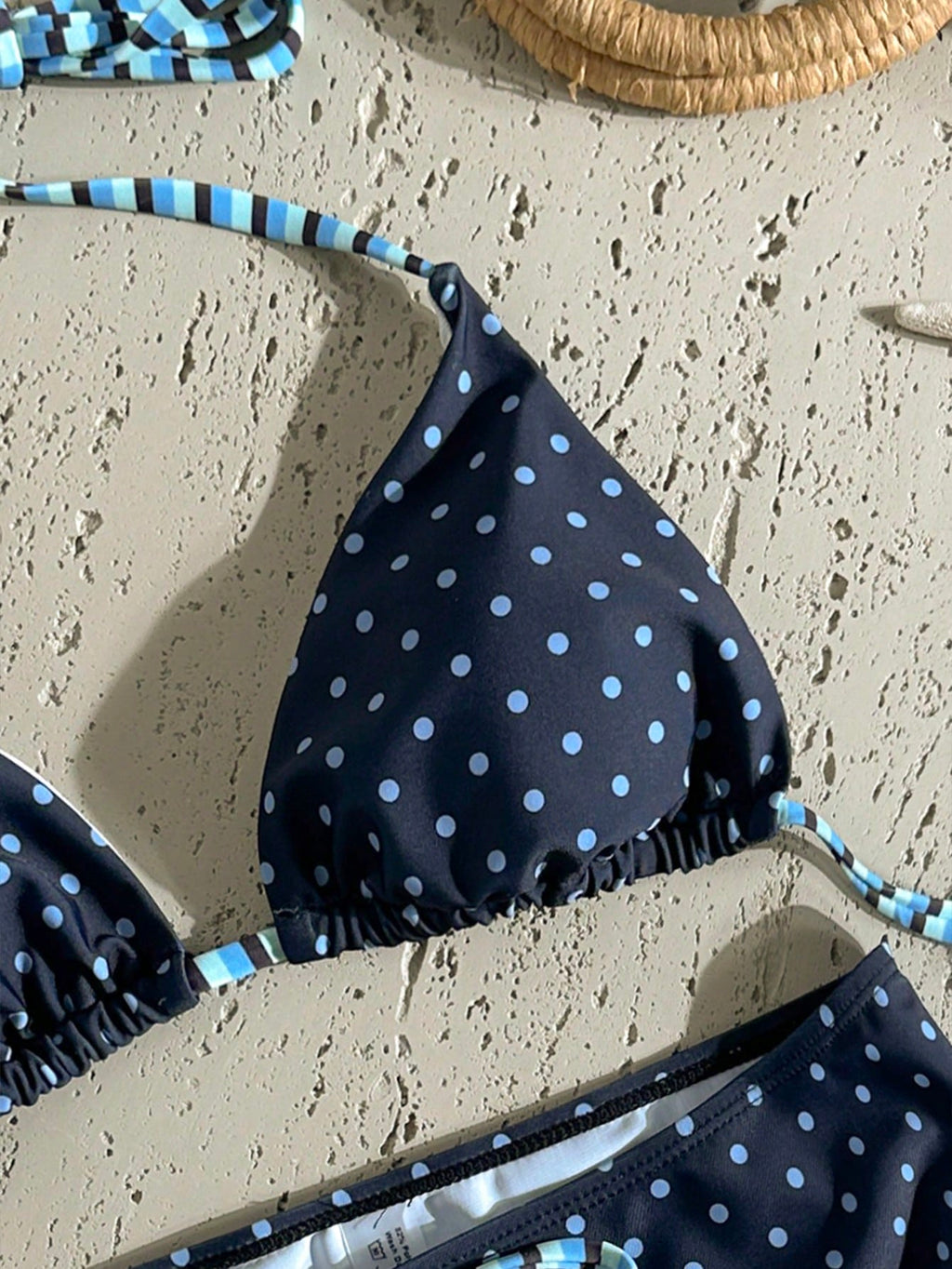 Swim Mod 2026SS New Women's Swimwear Navy Blue Polka Dot Bikini Sets,Summer Tropical Holiday Vacation,Vintage - image 10