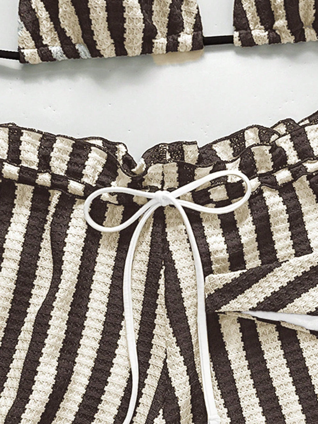 Swim Chiccia Women's Black And White Striped 3 Pieces Beach Set, Halter Tie Bikini Swimwear With - image 11