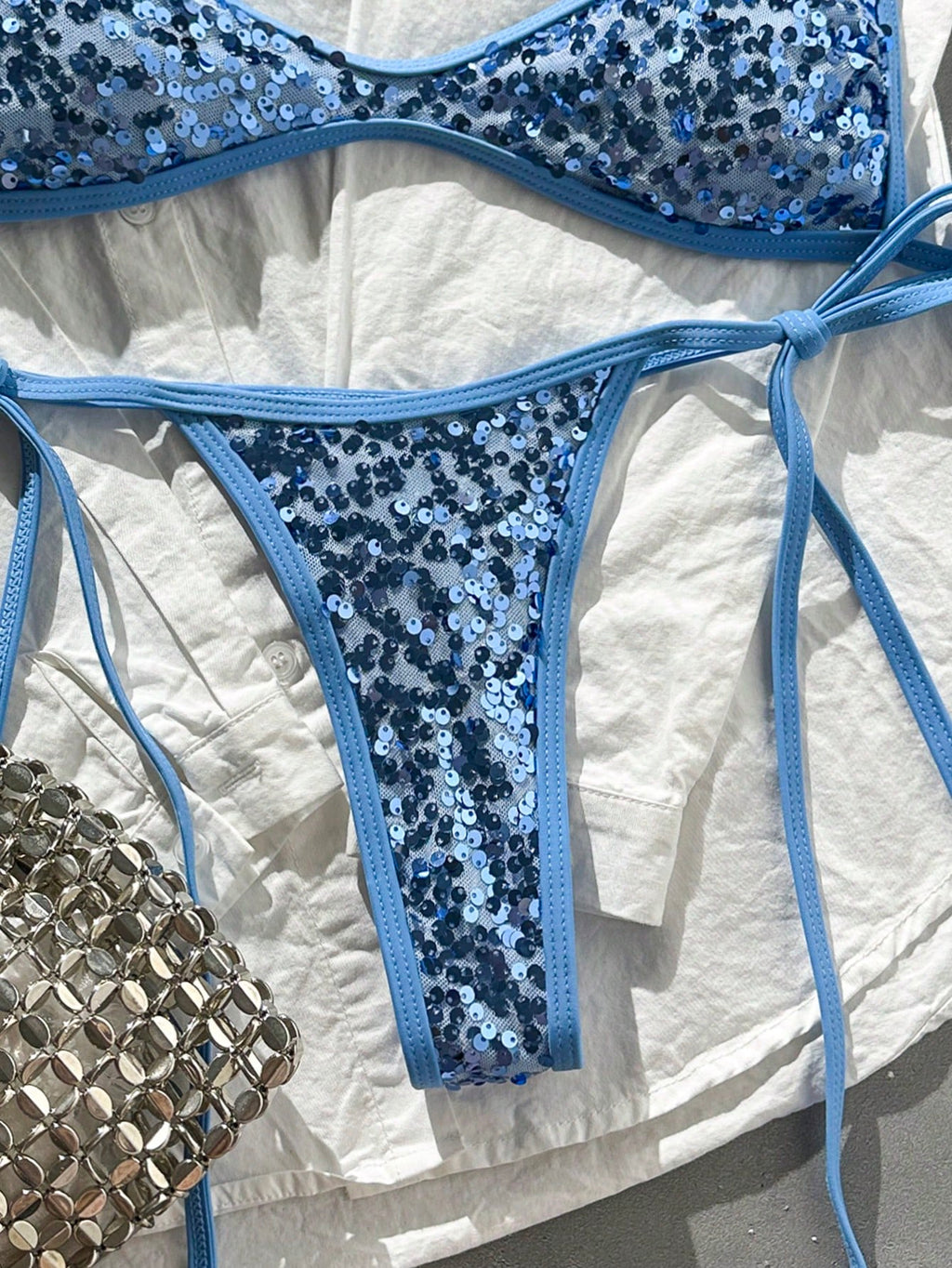 Costavie 2pcs Spring/Summer Beach Vacation Sequin Textured Fabric