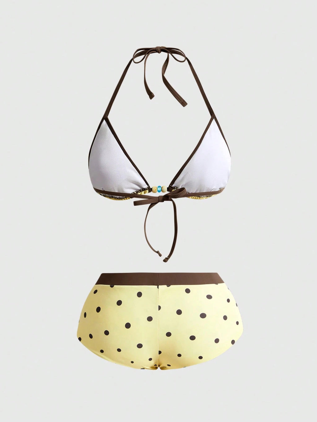 Avant Women's Retro Yellow Polka Dot Print Bikini Set, Suitable For