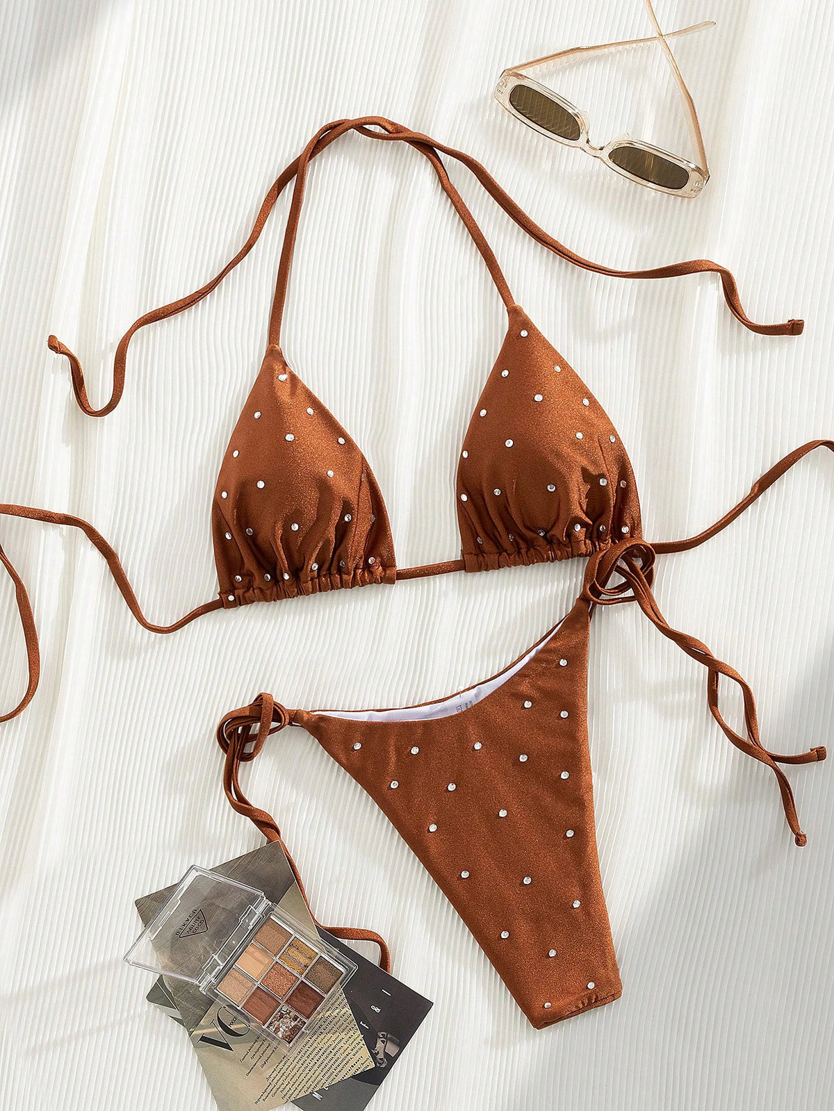 New Arrival Women Rhinestone Decor Bikini Two Pieces Swimwear Set,