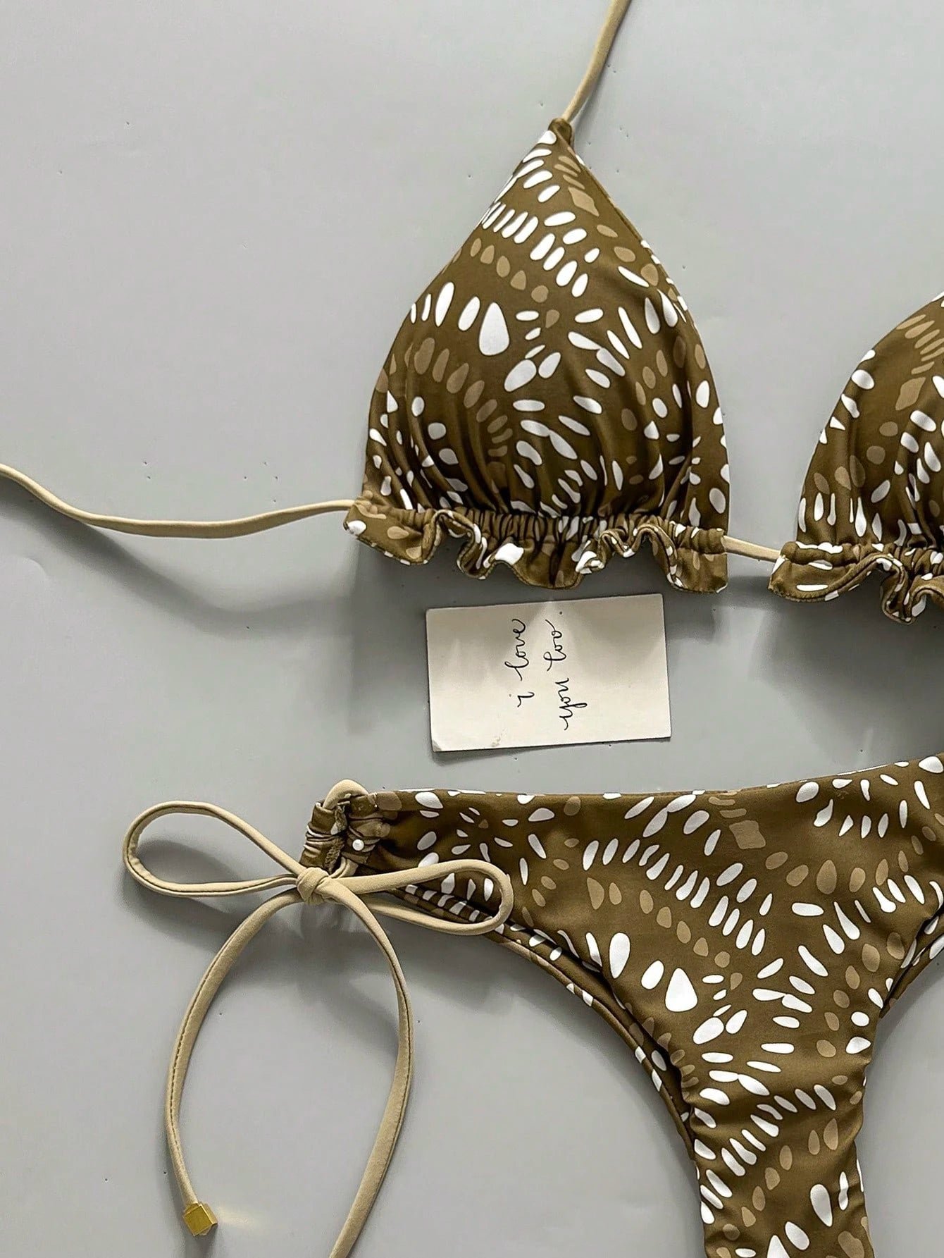 2pcs Solid Color Casual Cute Elegant Sexy Tie-Up Pearl Ball Polka Dot Bohemian Bikini Swimwear, Beach - image 14