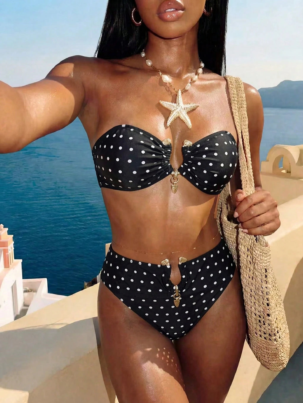 Swim SXY Sexy Ombre Leopard Print Gold Accessories Bandeau Bikini