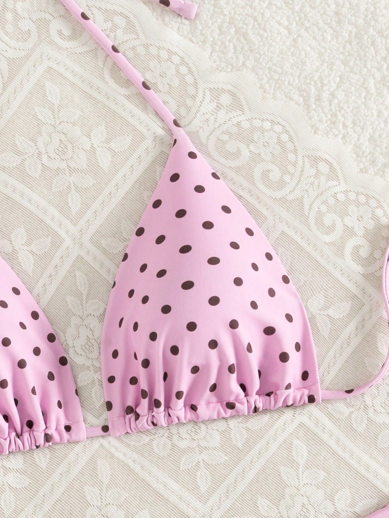 Swim Vcay Women's White With Black Polka Dots 3-Piece Set Triangle