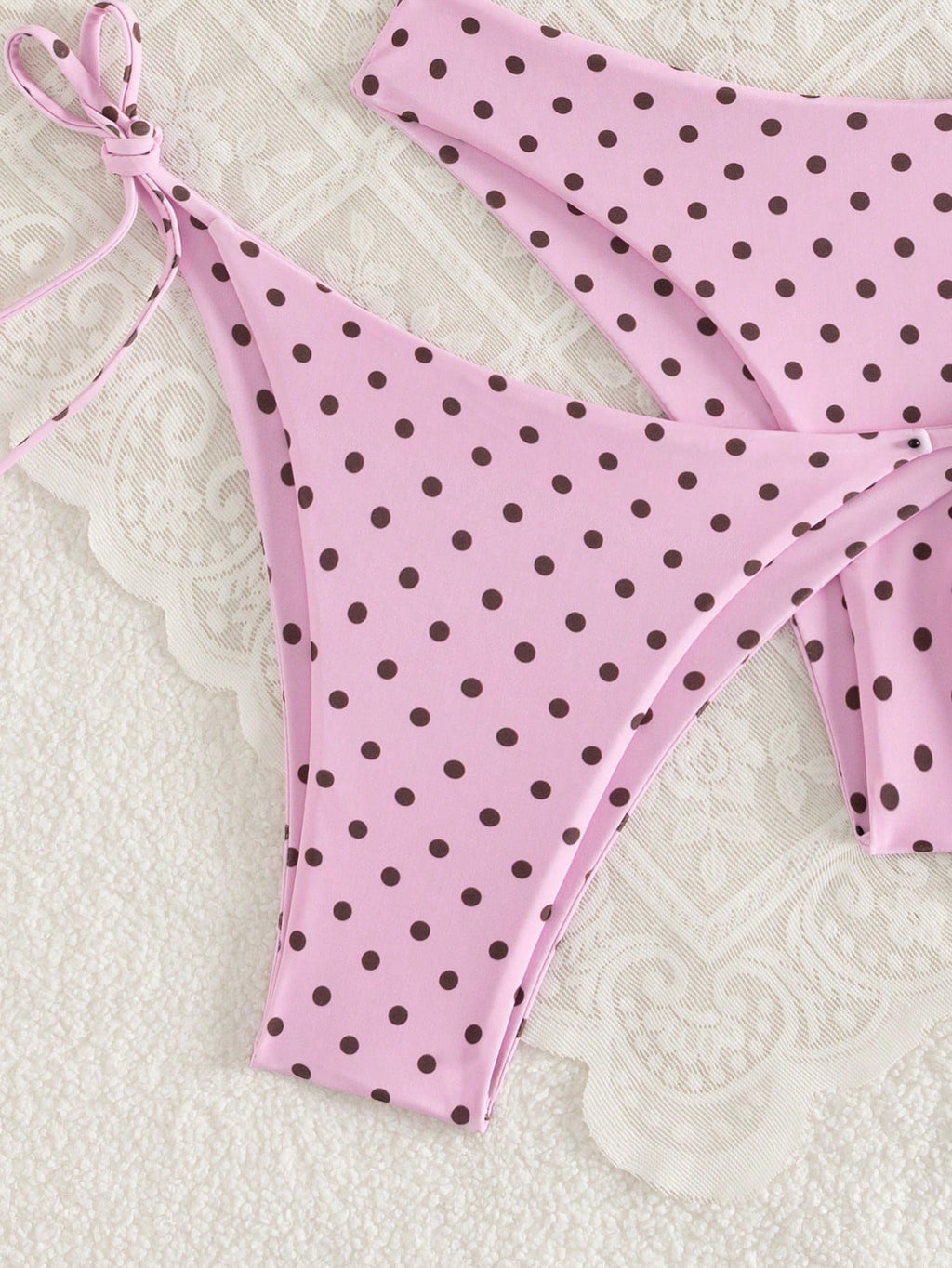 Swim Vcay Women's White With Black Polka Dots 3-Piece Set Triangle