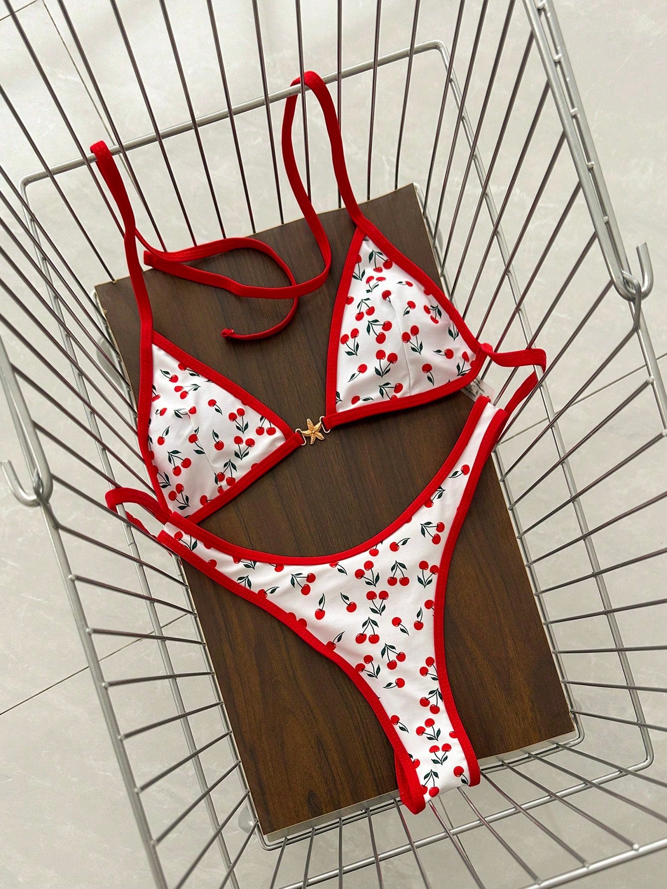 Swim Vcay Spring/Summer Solid Color Triangle Wireless Halter Backless