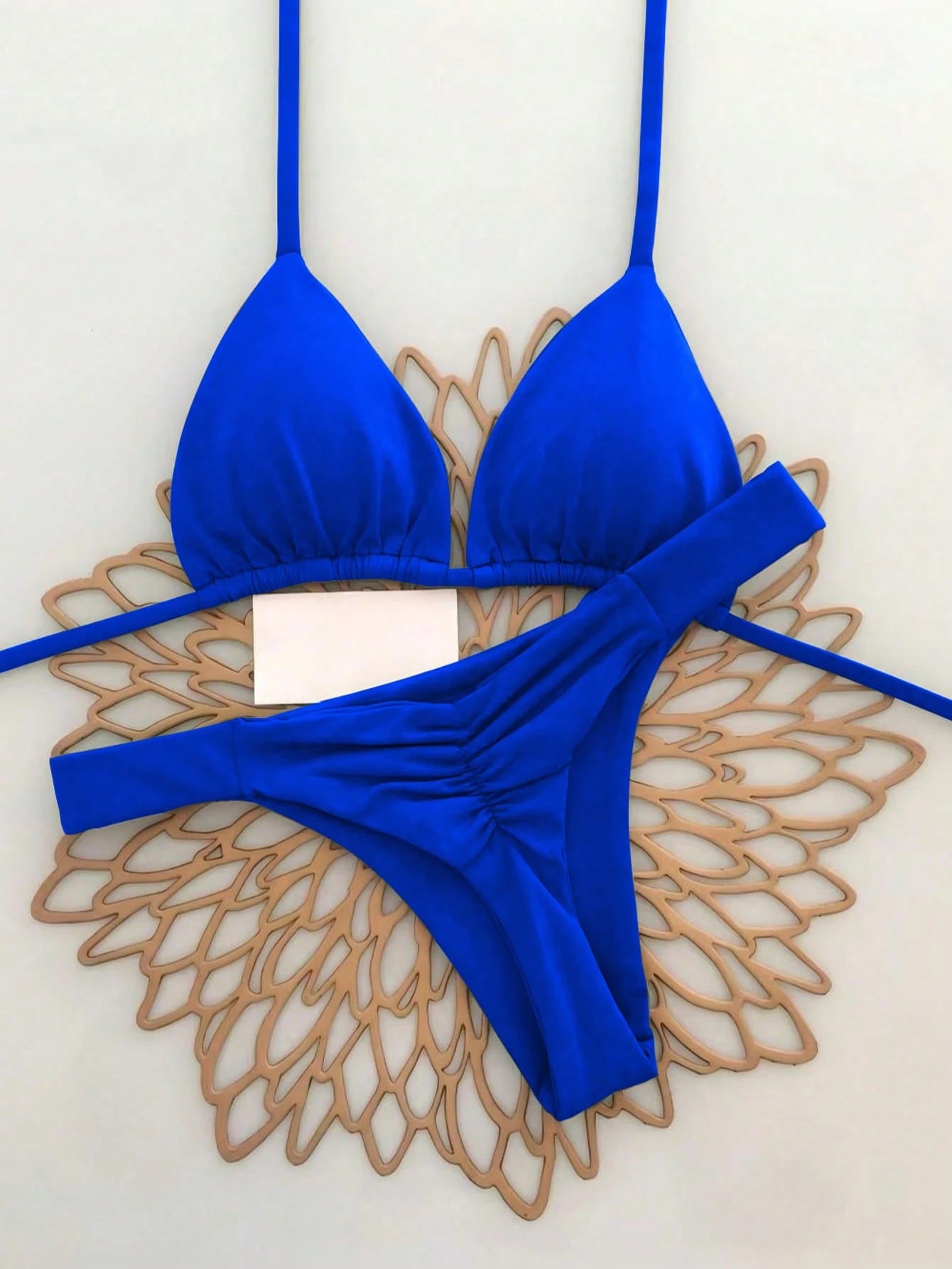 2pcs Casual Elegant Sexy Bohemian Floral Print Tie-Up Braided Bikini Swimwear, S