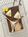 Swim Vcay Spring/Summer Solid Color Triangle Wireless Halter Backless