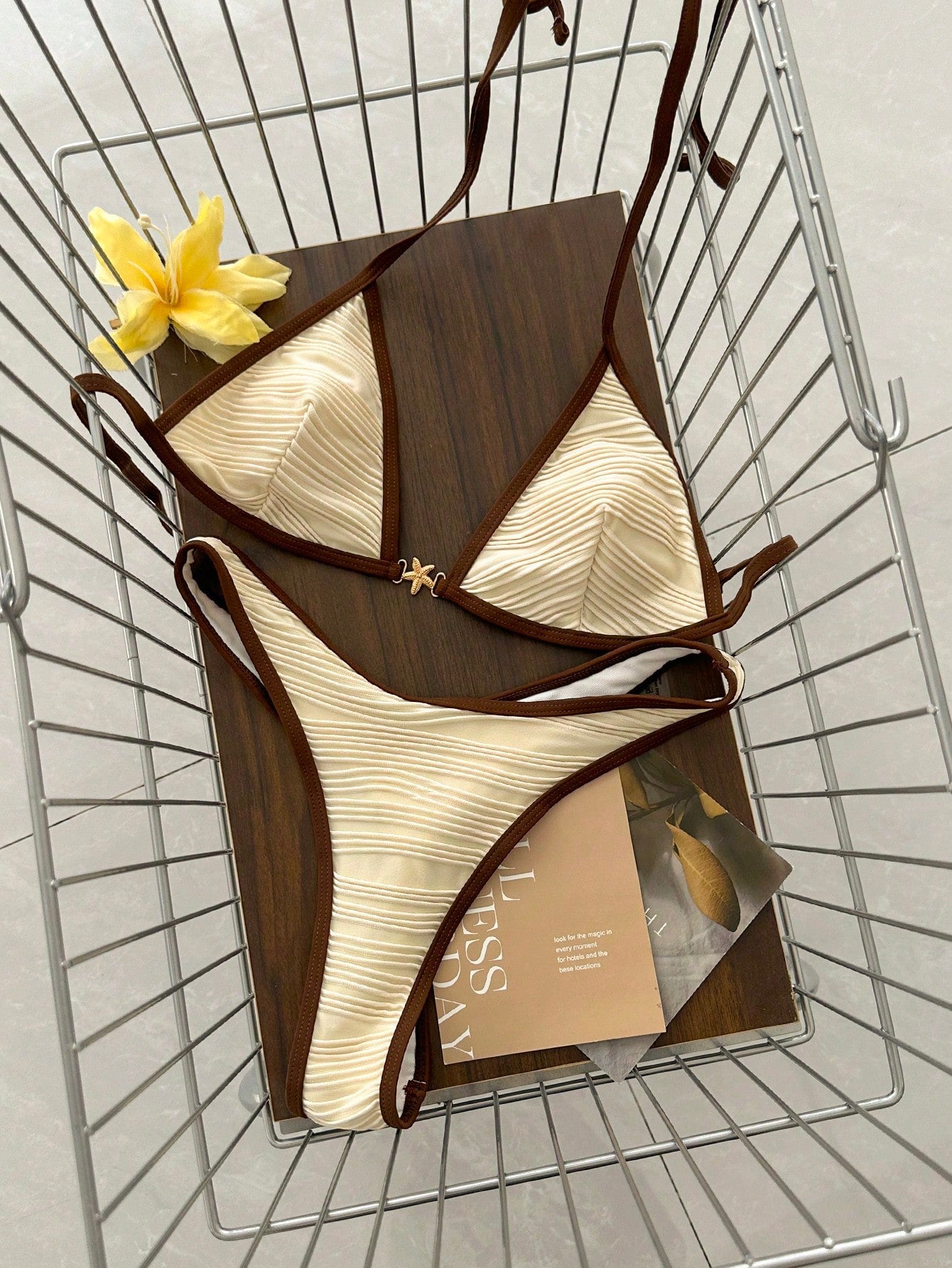 Swim Vcay Spring/Summer Solid Color Triangle Wireless Halter Backless Top And Swim Shorts Women Sexy Bikini - image 3