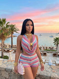 Slaydiva 2026 Casual Beach Vacation Sexy Hollow-Out Metal Decor Knit Bikini Set,