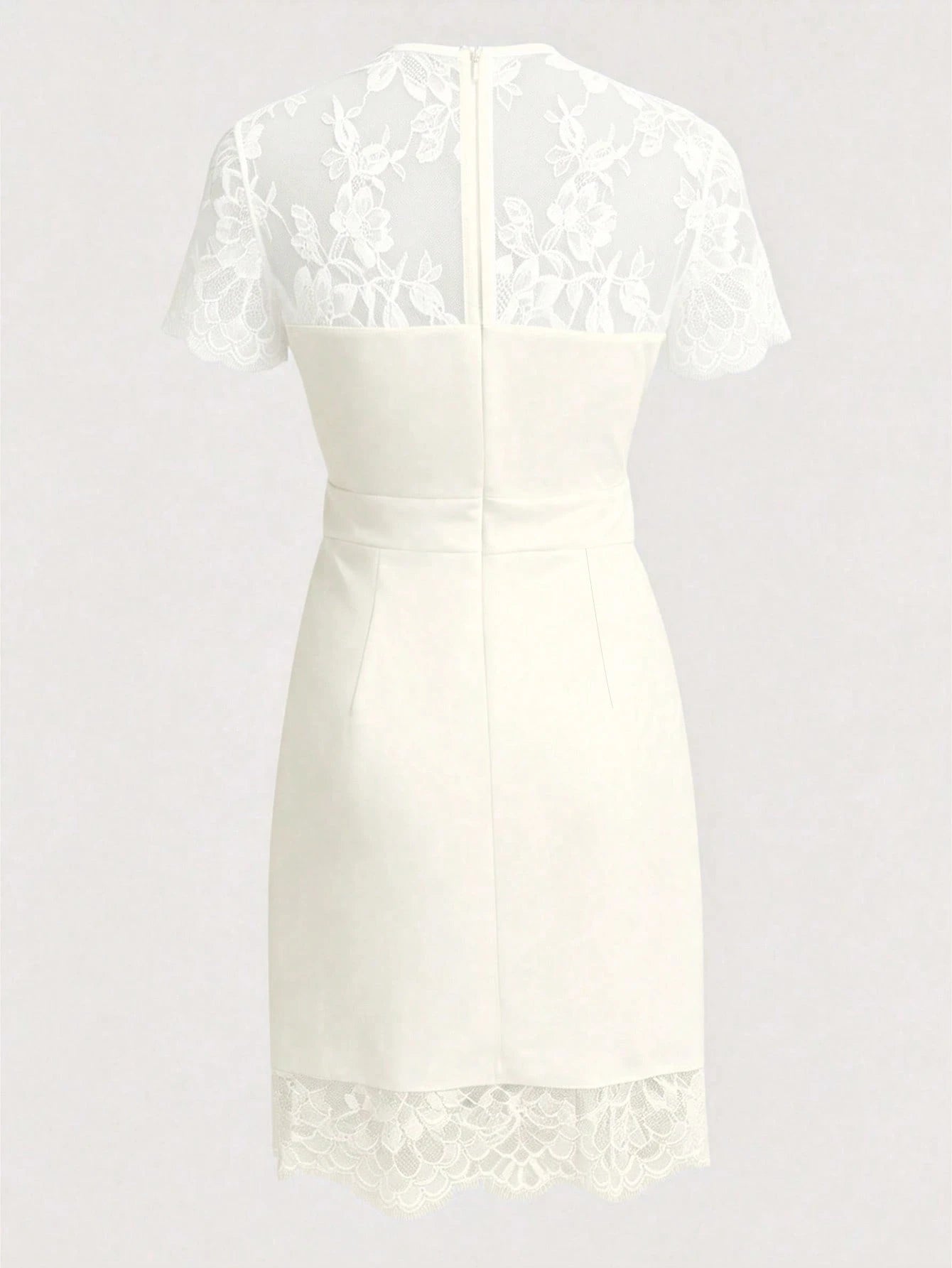 GlowEve Spring/Summer New Elegant Fitted Contrast Lace Sheer Heart Neck Low-Cut Waist Bodycon Mini Dress For - image 7