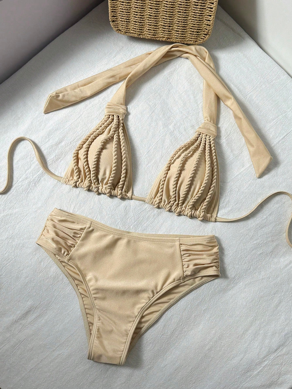 Bonvoyette Women's Elegant Casual Vacation Halter Bikini Set, Handmade Rope Isla