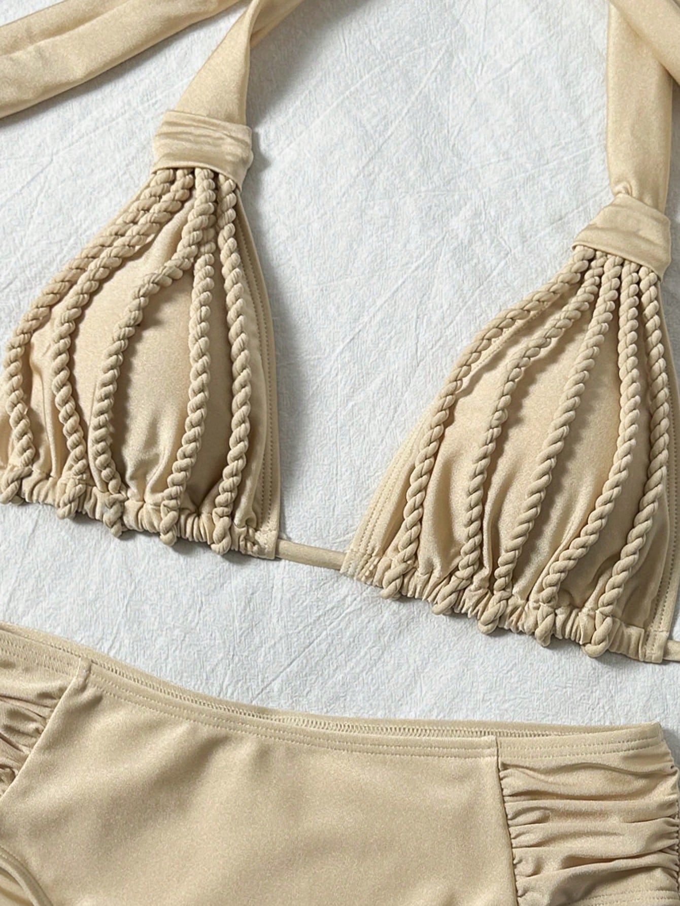 Bonvoyette Women's Elegant Casual Vacation Halter Bikini Set, Handmade Rope Isla