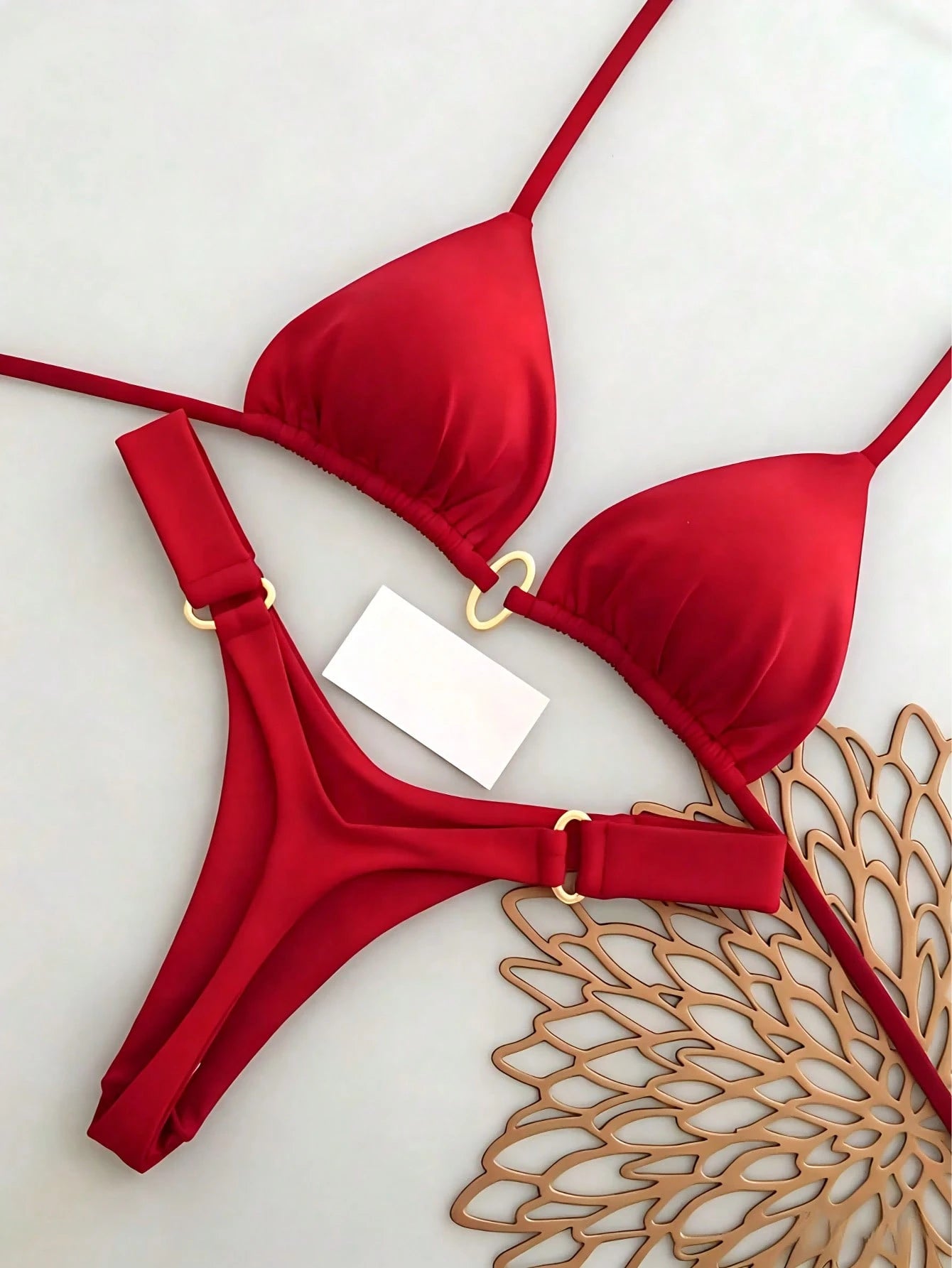 Women's Halter Tie Bikini Set, High Elasticity Sexy Bohemian Style
