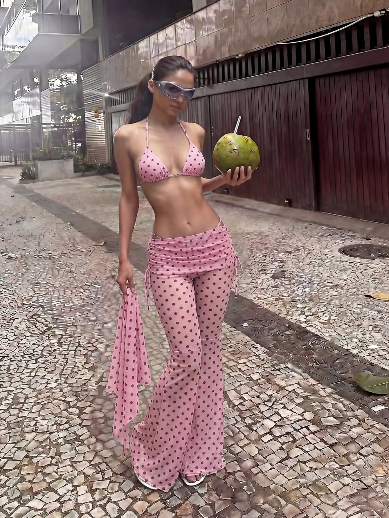 Women's Bikini Set, French Vintage Black & White Polka Dot Bikini
