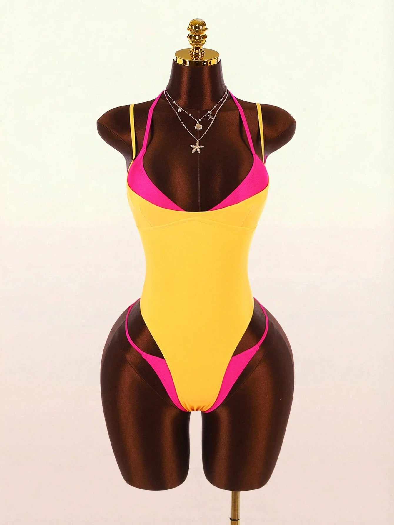 Amplova 1pc Women's Sexy Avant-Garde 2 In 1 Swimsuit, Contrasting