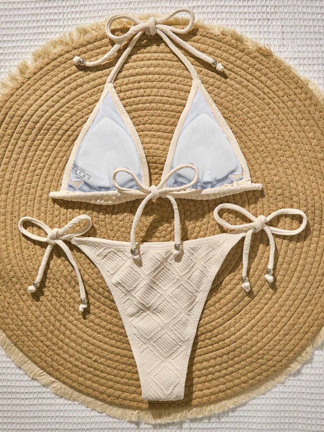 Swim Vcay Mint Green Textured Fabric Bandeau Bikini For Women Plain