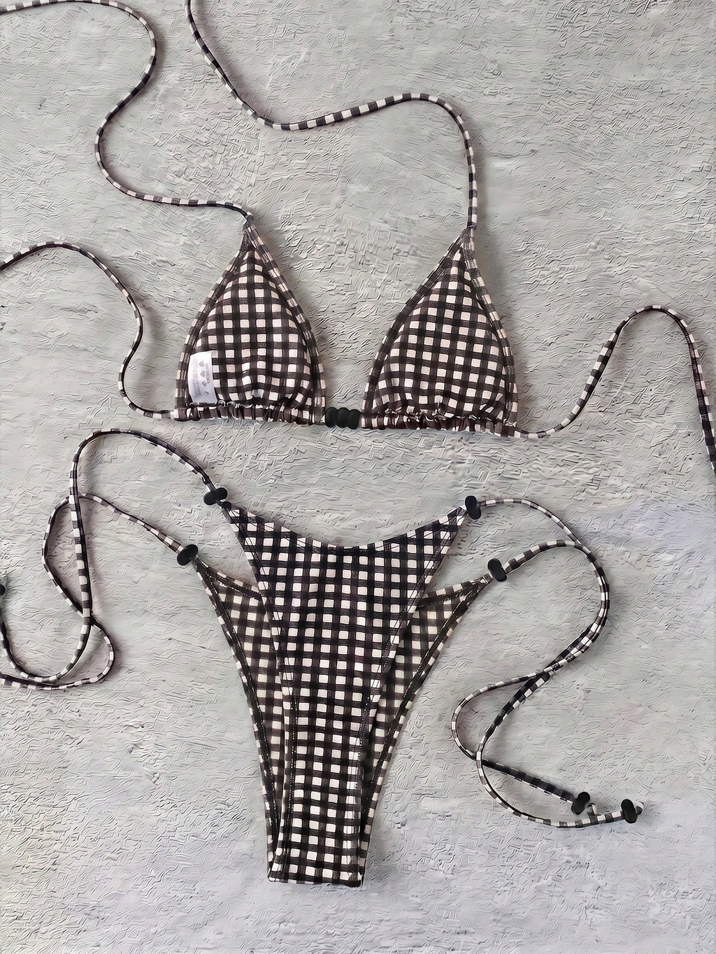 Polovedo Official New Brown Solid Color Tie-Up Bikini Set, Elegant Sexy Beach Ho