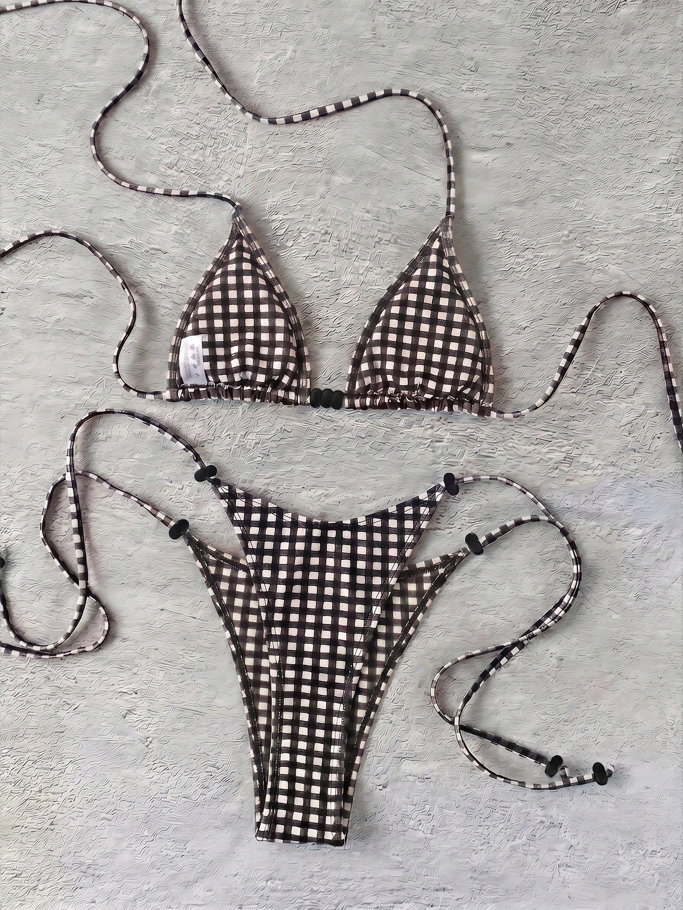 Polovedo Official New Brown Solid Color Tie-Up Bikini Set, Elegant Sexy Beach Ho