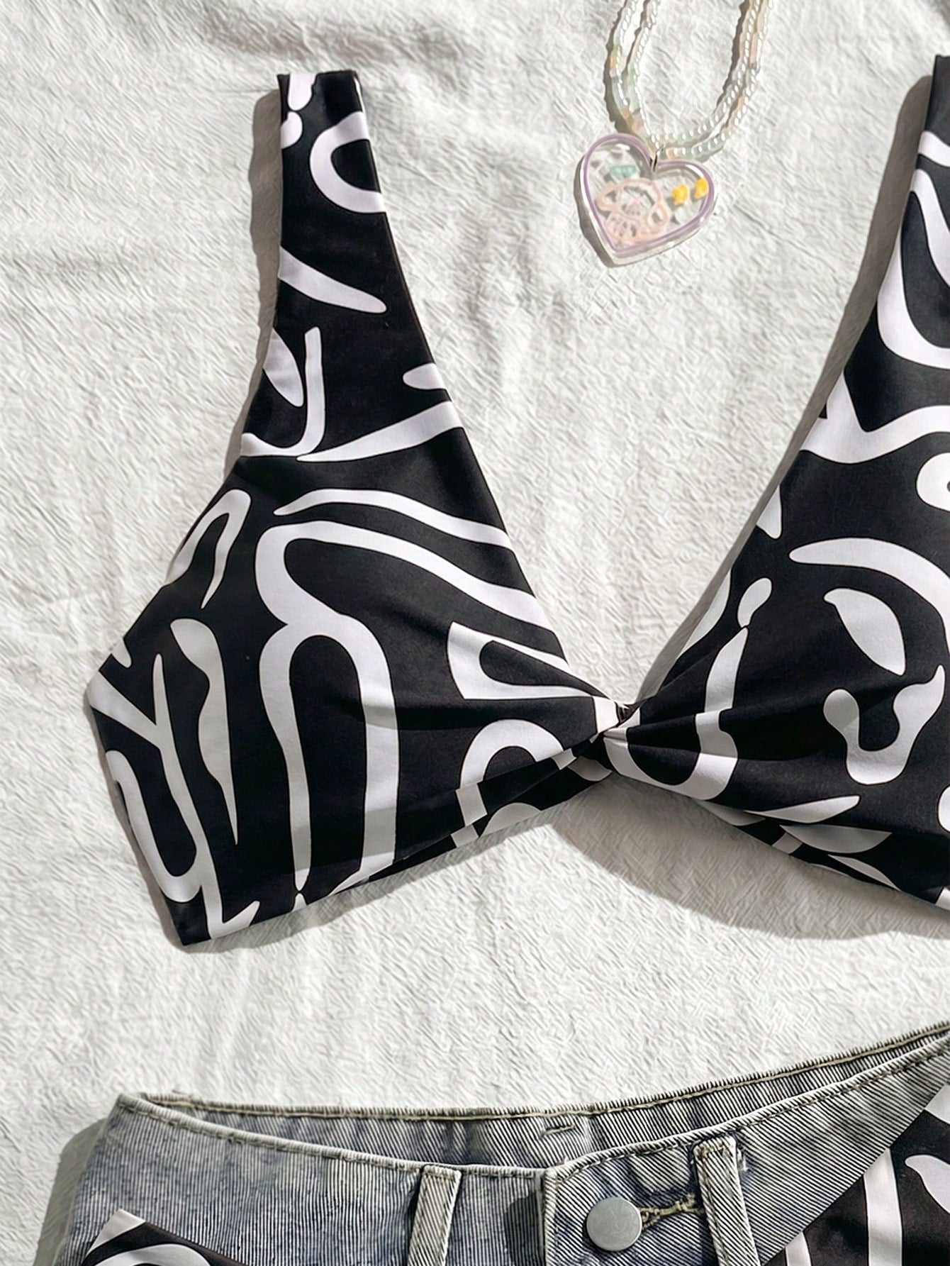 Swim Vcay Women Fashion Blue Floral Print Separate Swimwear Set, Sexy Bikini Beachwear Suitable For Going Out - image 4