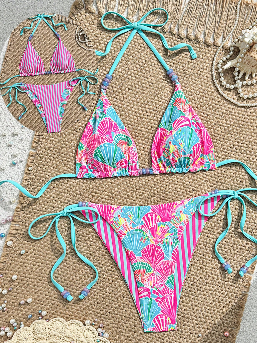 Swim Mod 2026 New Spring/Summer Women 2pcs Swimwear Set, Random