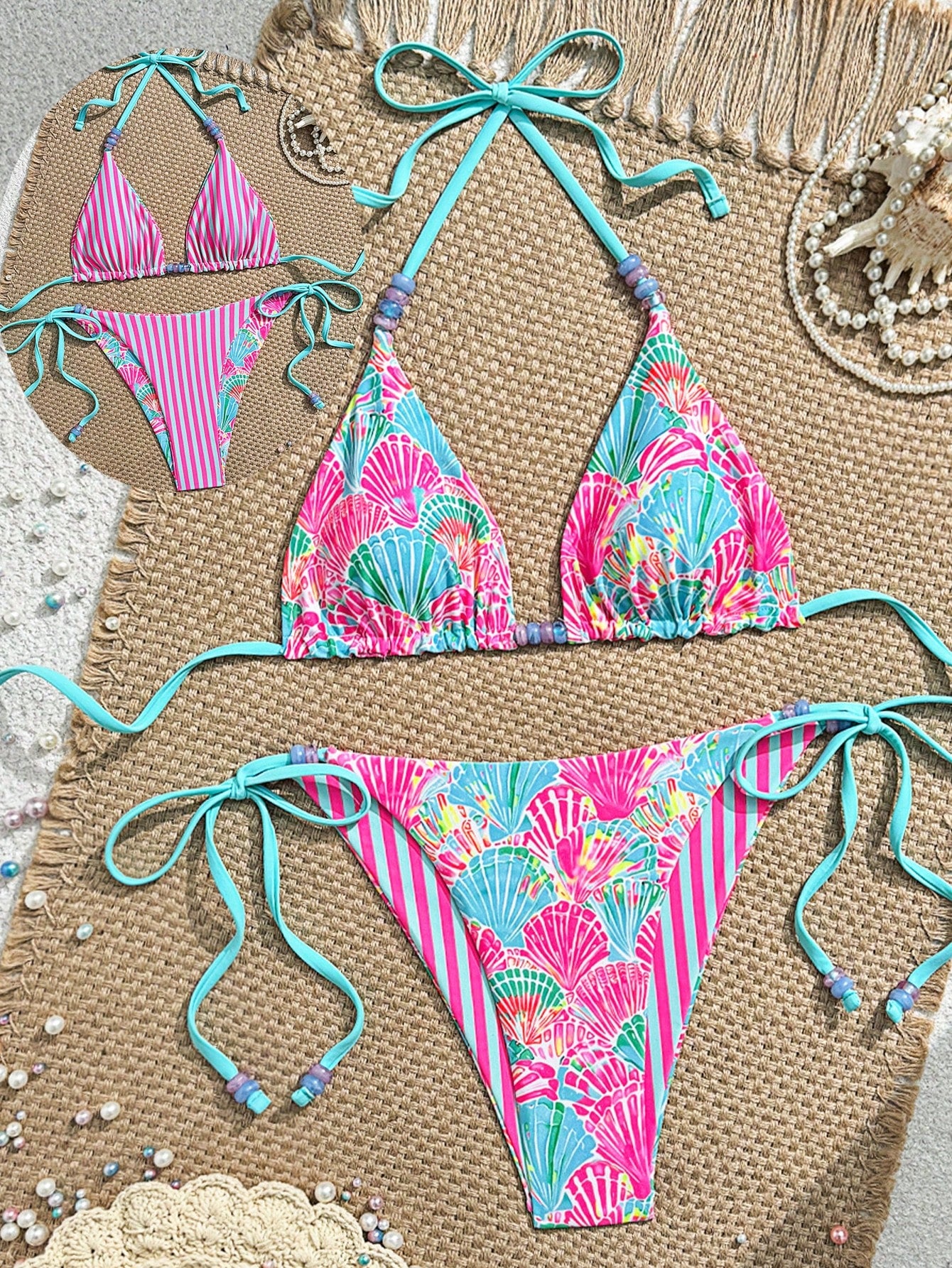 Swim Mod 2026 New Spring/Summer Women 2pcs Swimwear Set, Random