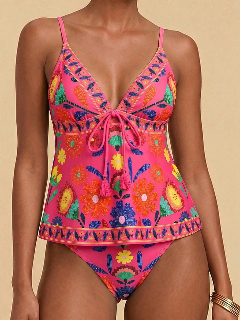 Travachic Women's Summer Beach Vacation Knotted Floral Print Tankini